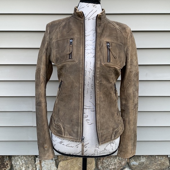 Buffalo OUTERWEAR by David Bitton Brown Distressed Nubuck Leather Jacket - Picture 12 of 16